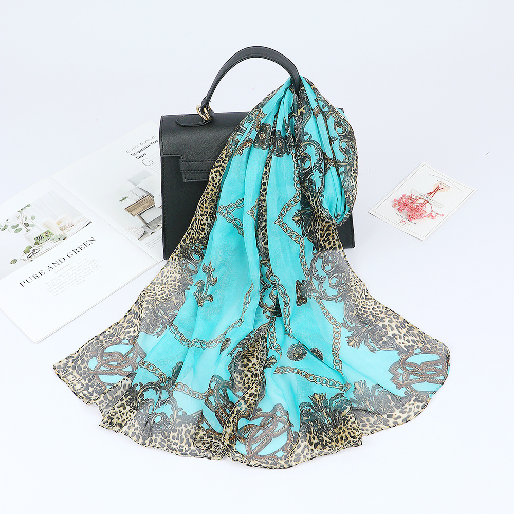 Women's Fashion Leopard Chiffon Printing Silk Scarves display picture 8