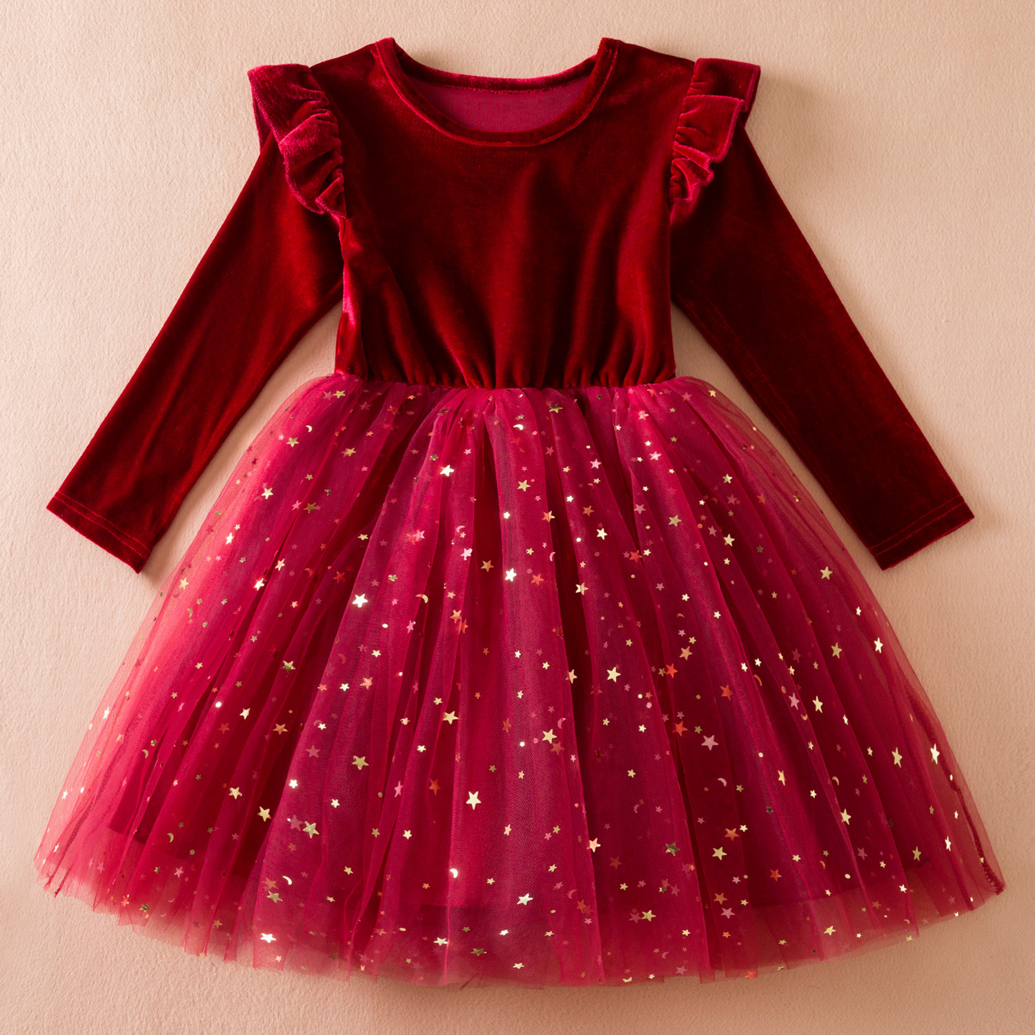 Toddler Girls Clothing Fashionable Star Sequined Mesh Princess Dress_voghion.com