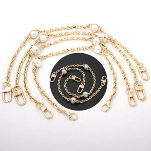Factory in stock direct small plate buckle chain bag extended chain pearl bag bag hardware accessories chain color retention