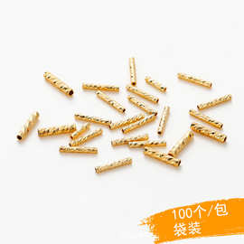14k保色真金直管切面满天星批花管 diy手工手链项链饰品配件管套