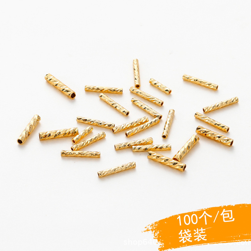 14k color-preserving real gold straight tube cut face baby's hair star batch flower tube diy handmade bracelet necklace jewelry accessories tube sleeve