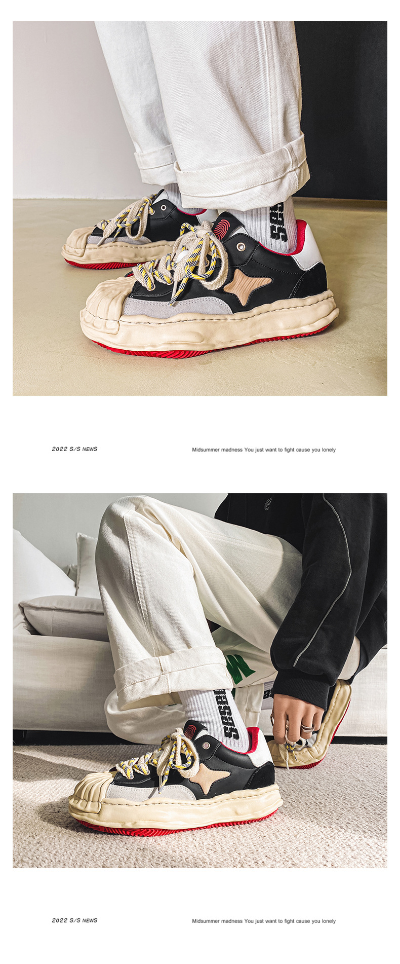 Neues Nischendesign: Sanyuan Kangyu Shell Head Dissolved Koreanische Sport- und Freizeit-Schnürschuhe mit dicker Sohle für Herren_voghion.com