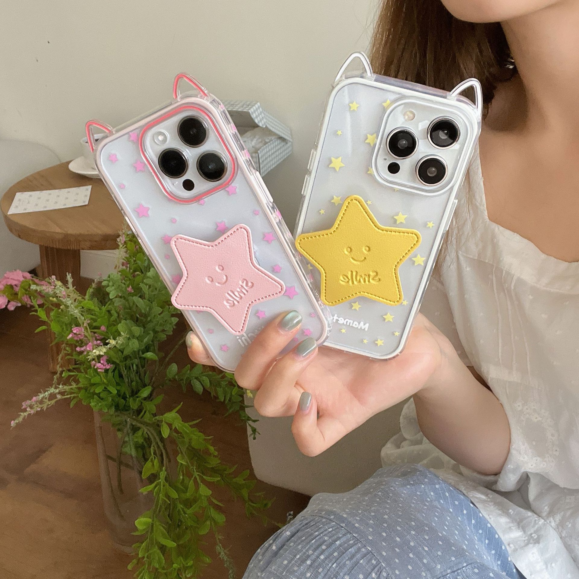 Simple estrella coreana de pantalla completa adecuada para estuche para teléfono móvil Apple 15ProMax 16