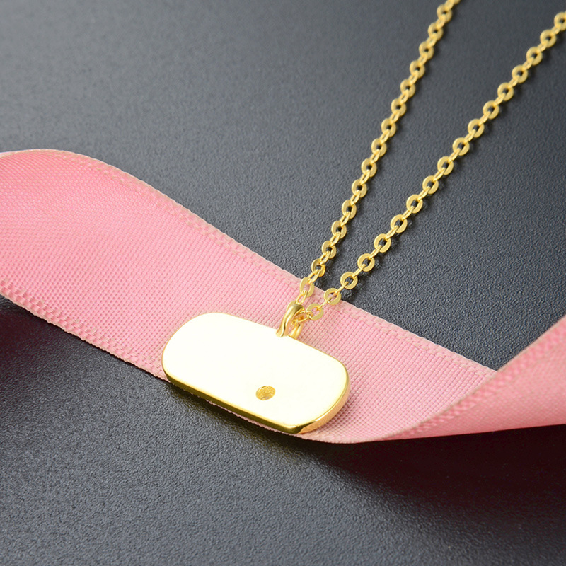 Corea del Sur hip hop etiqueta personalizada colgante S925 plata esterlina oro Goodluck carta clavícula cadena Collar para las mujeres