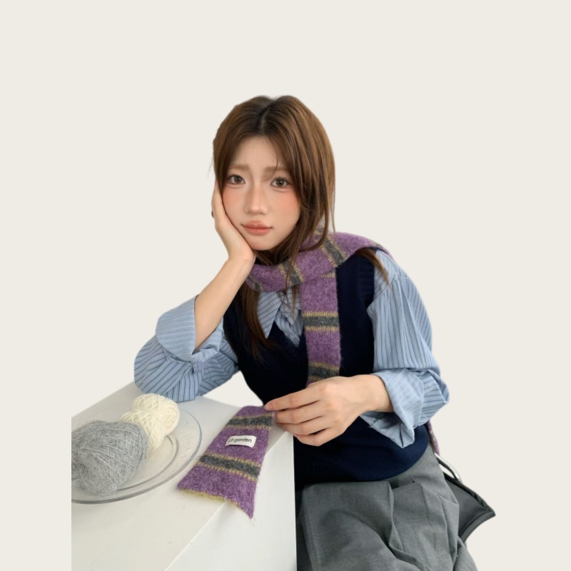 Cuello de Tejido Estrecho de Fibra Acrílica con Protección del Cuello para Otoño e Invierno