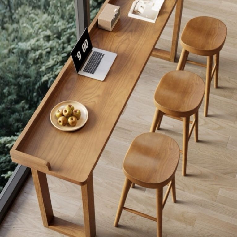 Nordic Style Solid Wood Bar Table Home Balcony High Table Long Table Window Light Luxury Narrow Table Living Room Sofa Side Table