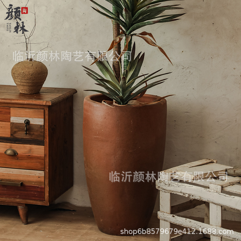 Flores de tubo alto abierto maceta de árboles gruesa maceta de cerámica retrógrada paisaje rural maceta decoración popular maceta grande maceta alta maceta gruesa