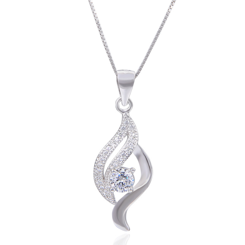 925 plata esterlina colgante en forma de gota de agua de mujer estilo coreano ligero de lujo diamante collar de amor zircón fábrica al por mayor