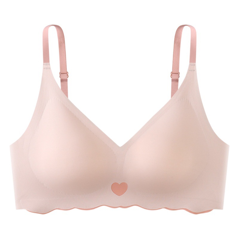 Push up beauty back sin anillo de acero sujetador de color de contraste de onda sin costuras con almohadilla en el pecho anti-exposición sujetador de la correa del pecho ropa interior