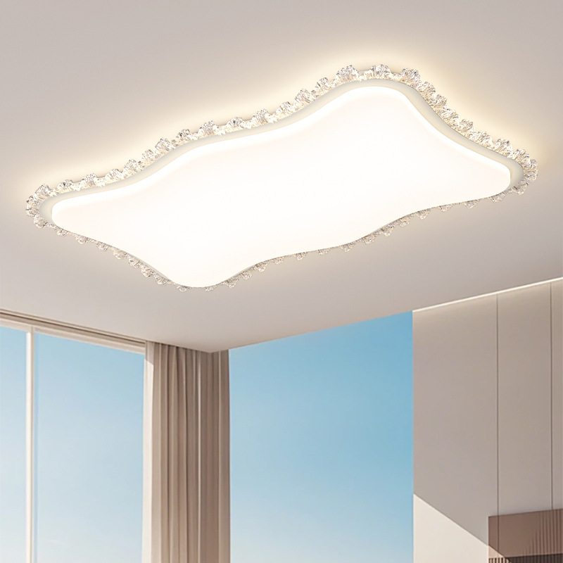 Grand View Garden 2026 nueva lámpara de techo de la sala de estar moderna y simple crema de flores de ondas de viento imitación de cristal Zhongshan lámpara 472L