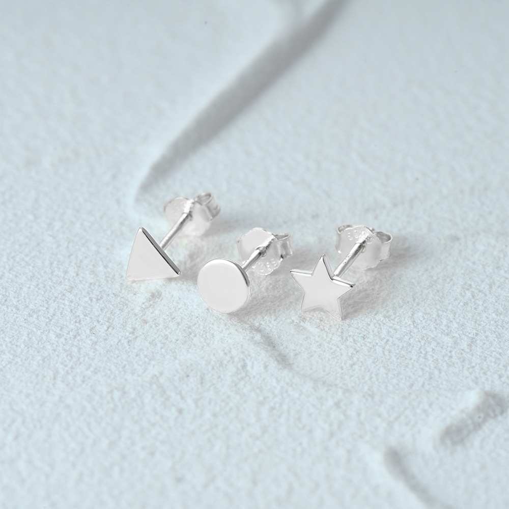 3g Weight Ear Studs Classification 1 Set Quantity Daily Occasion 925 Sterling Silver Material Star, Butterfly Pattern Women's Gender Plating Design Simple Style Style 1 Set 925 Sterling Silver Star Butterfly Ear Studs 26