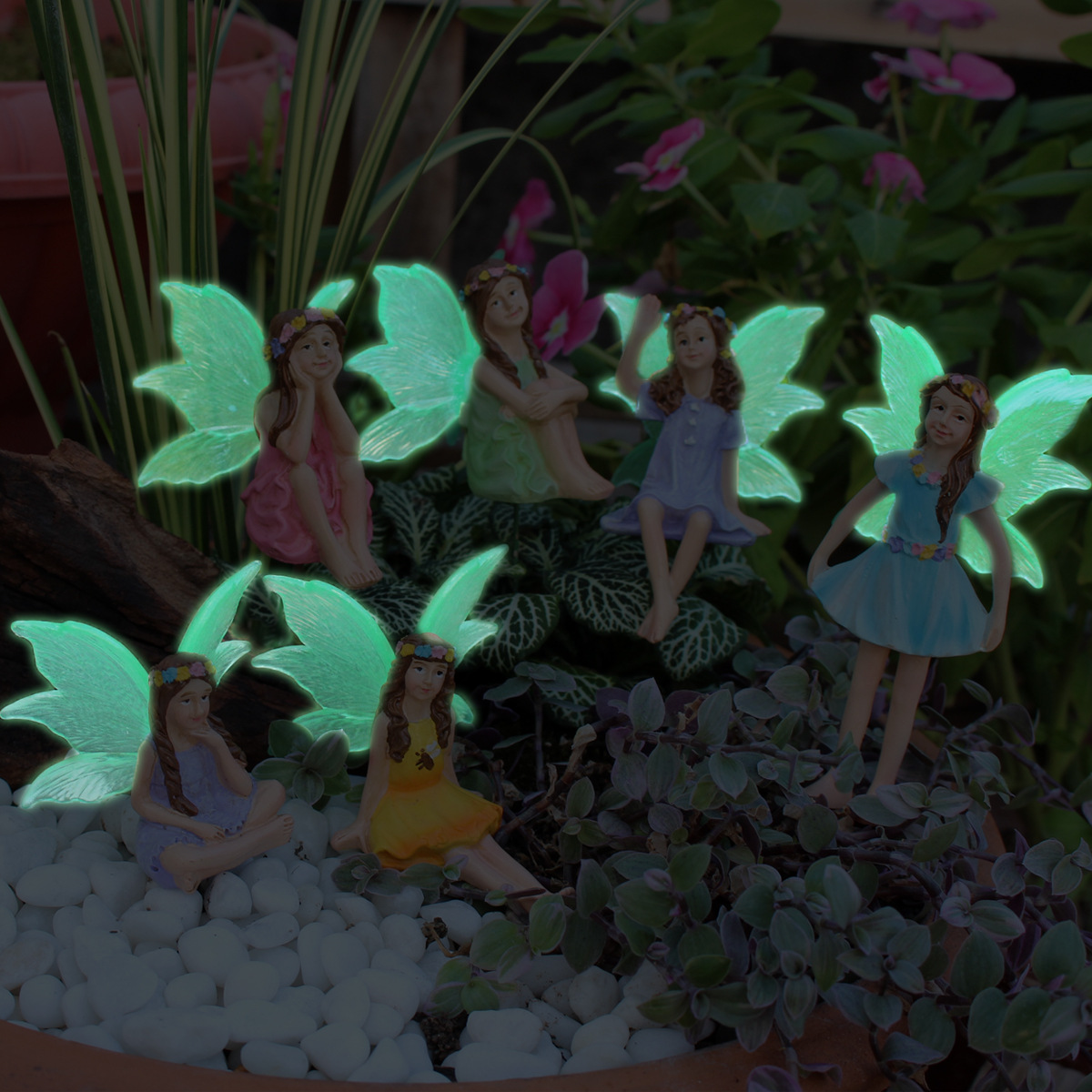 Outdoor creative gardening decoration luminous flower fairy ground villa garden layout courtyard balcony landscape potted plants
