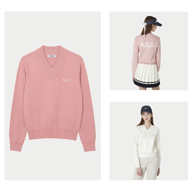 Apc High-End Normcore Knitwear Women's Long-Sleeved Letter Slim Knitwear Autumn and Winter Golf Warm Pullover K-Style