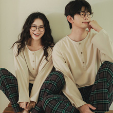 永恒69-情侣睡衣女款春秋季纯棉磨毛男士秋冬大码全棉无印家居服