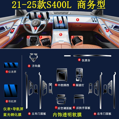 Car interior film Film Interior Protective Film Navigation - 21-25-s400l-business-full-set-tpu-film-navigation-instrument-blue-light-tempered-film