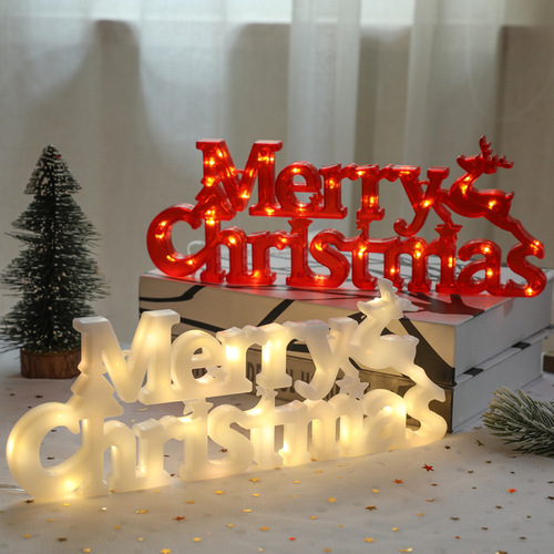 2024 Cross-border Christmas decoration items Christmas wreath accessories Merry Christmas 3D letter lights