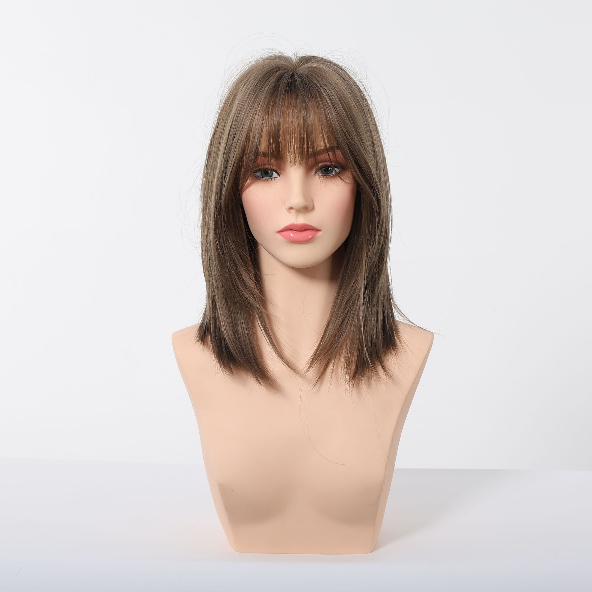 Comercio electrónico transfronterizo venta caliente de verano, peluca refrescante, cubierta de cabeza completa para mujer, pelo hasta los hombros, cubierta de cabeza completa de bobo de estilo europeo y americano