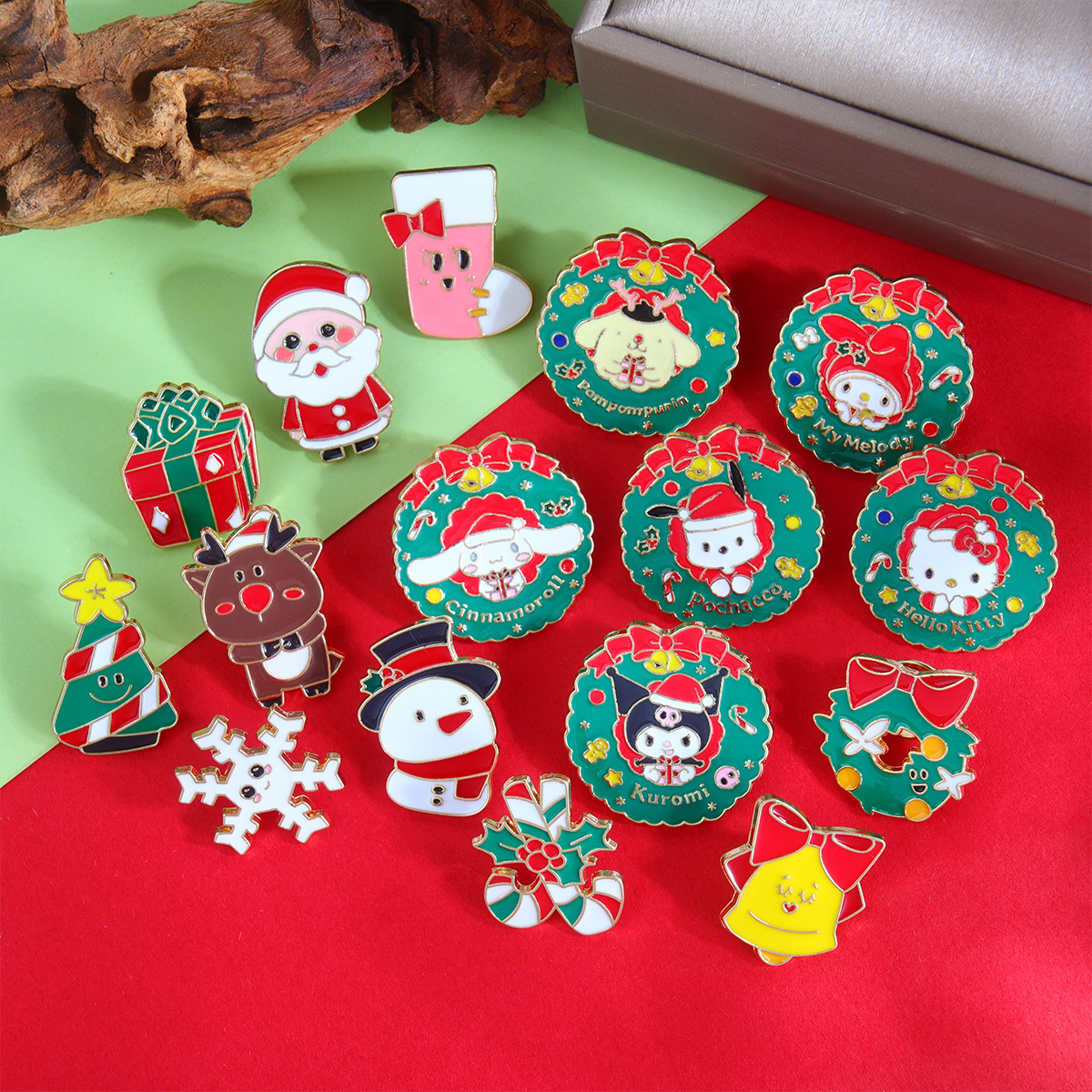 Cartoon Christmas brooch for elderly lapel pin