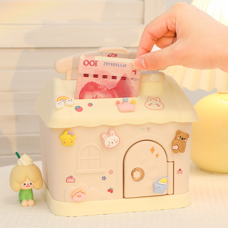 La caja de ahorro de la casa pequeña en 2022 nuevo solo puede entrar y salir de la caja de ahorro de la red con cerradura lindo para hombres y mujeres