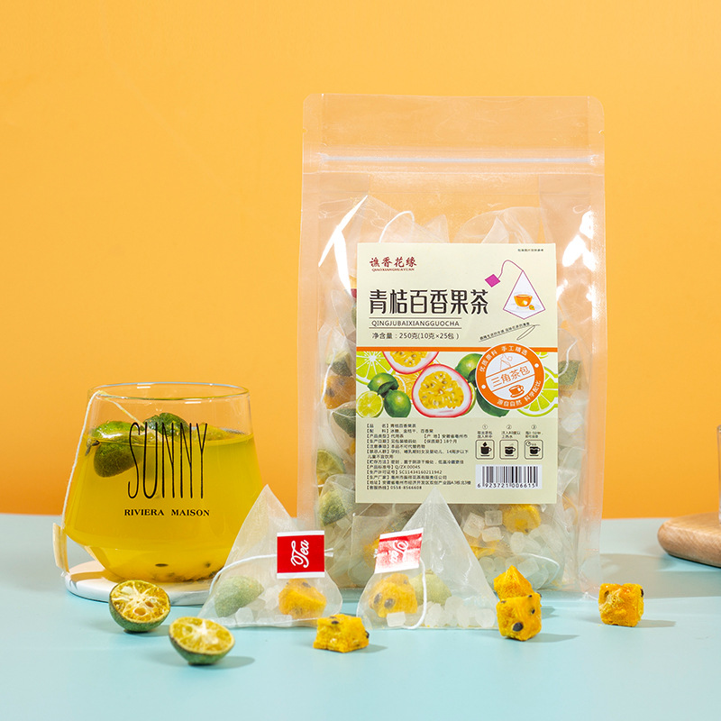 青桔百香果茶 百香果茶 凍干金桔檸檬蜂蜜茶 青檸水果茶廠家批發