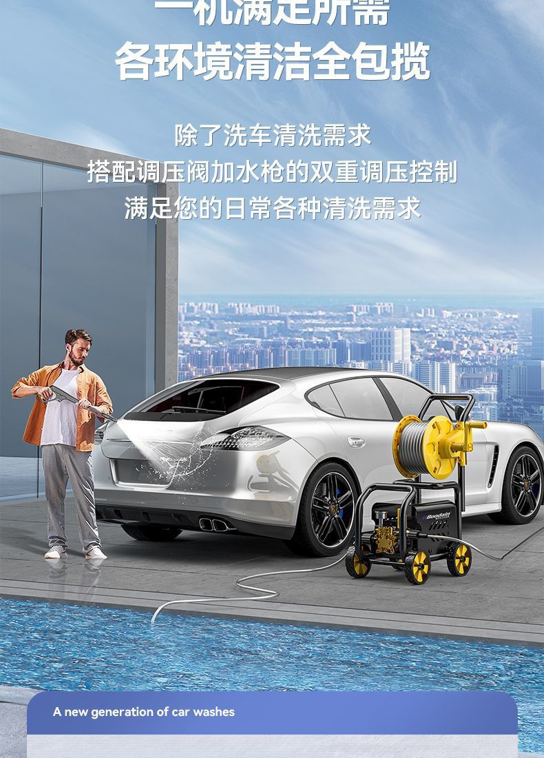 Boodain High-Pressure Car Washing Machine 220V High-Power Cleaning Machine for Household Floor Cleaning, Commercial and Industrial Cleaning