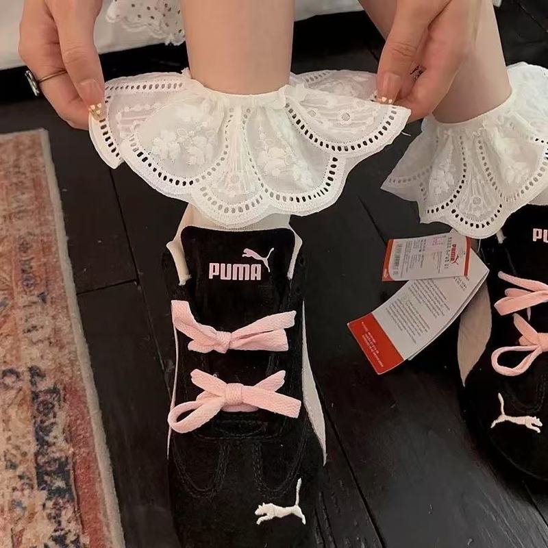 白色蕾丝花边袜子女春夏款芭蕾风配德训鞋ins韩系洛丽塔中筒短袜|undefined