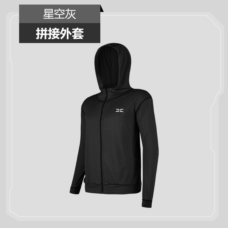 Chaqueta deportiva negra para hombre corriendo al aire libre ocio manga larga con capucha ropa de fitness ropa de entrenamiento de baloncesto logo