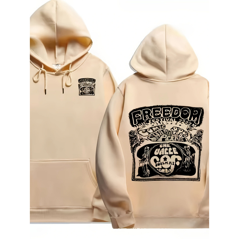 [Cross-Border European Code] Neutral Fear and Scream Pattern Hoodie - Gray Geometric Print Street Style