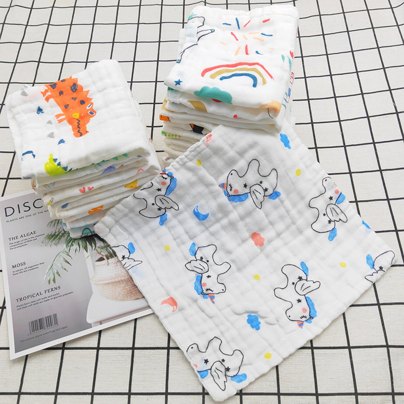 Six-layer gauze square towel high density baby towel cotton saliva towel kindergarten handkerchief newborn face towel