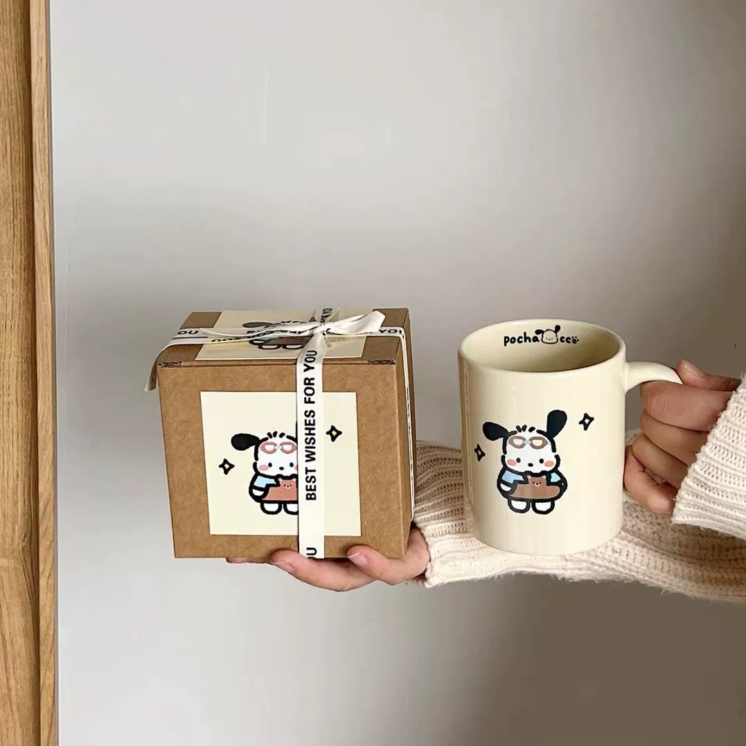 Кружка марки Mark Cup Puppy Ceramic Cup с ложкой, утренний кружок для дома, пара, кофейная кружка, подарочная коробка на день рождения