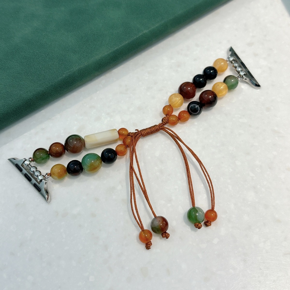 Suitable for iwatch876SE color Agate braided rope drawstring strap Apple applewatchss9 m 8pro