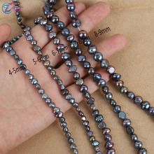 3A天然淡水珍珠两面光侧孔4-8mm黑色巴洛克异形散珠diy手工半成品