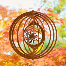 现货批发铁制生锈色蜜蜂风向标户外庭院蜜蜂铁艺风铃创意景观摆件