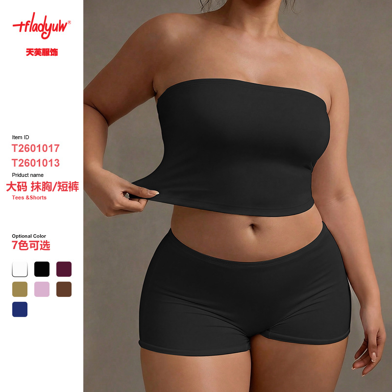 Cross-border European and American foreign trade strapless top for women, pure and sexy hot girl top, summer outerwear, pullover, slim fit, plus size women's clothing