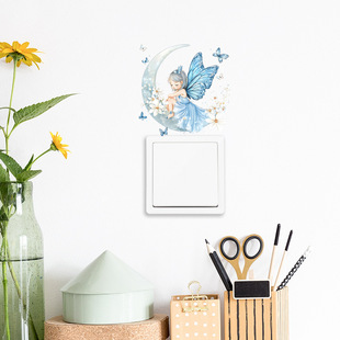 Cross-border Moon Butterfly Elf Girl Bedroom Entrance Dormitory Home Decoration Switch Stickers Wall Stickers