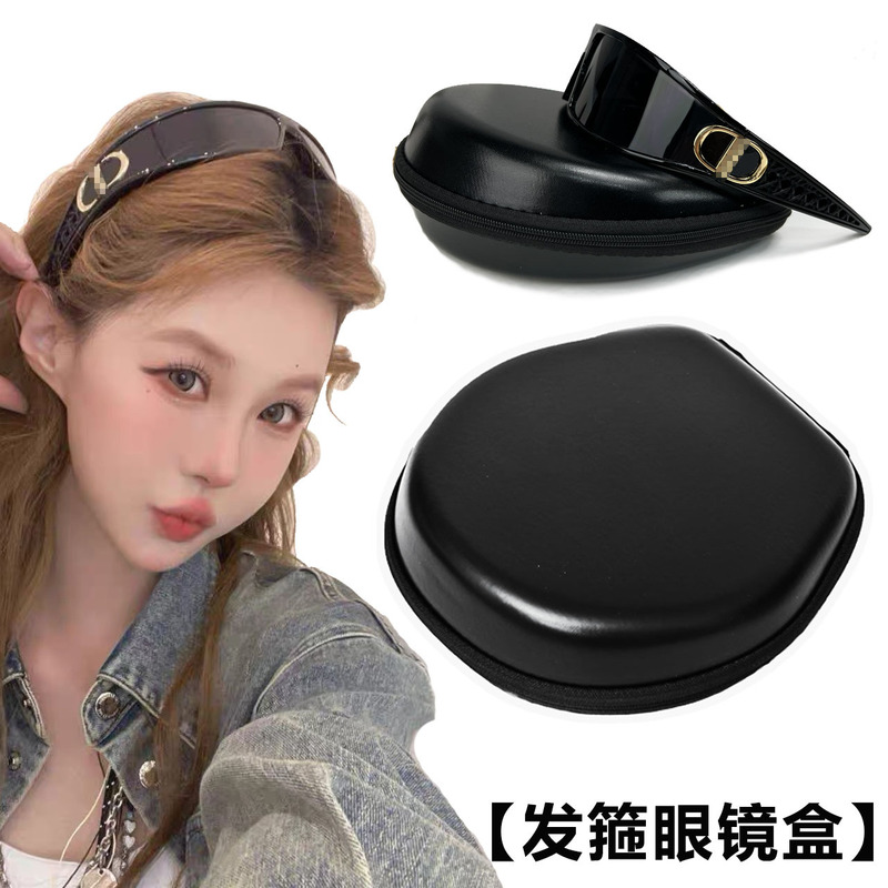 Hair band sunglasses leather zipper case sunglasses printable LOGO box set factory in stock supply heaven and earth cover wholesale