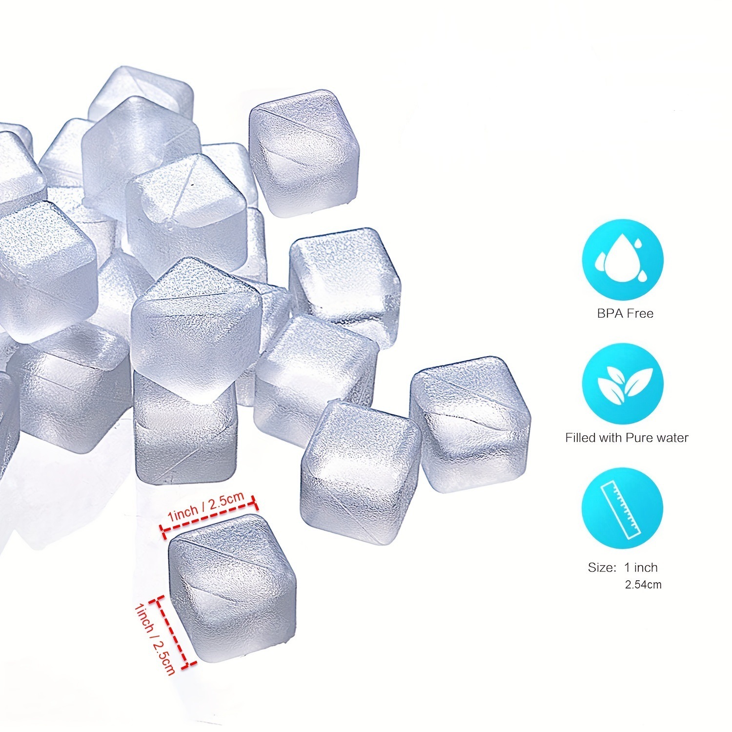 24 partículas de hielo plásticas cuadradas Congeladas Rápidamente cubo de hielo de la bebida fría de la barra de la bebida del verano de la categoría alimenticia reutilizable
