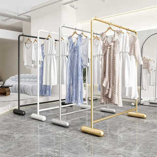 Clothing Display Rack for Men's and Women's Clothing Store Thickened Island Floor-Standing Rack Gold Clothes Hanging Rack Buyer Store Display Shelf