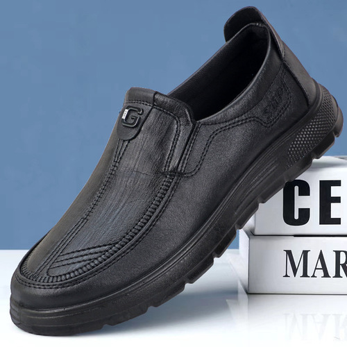 Factory wholesale 2024 new men's business casual leather shoes, middle-aged and elderly dad shoes, soft soles and soft surface work shoes