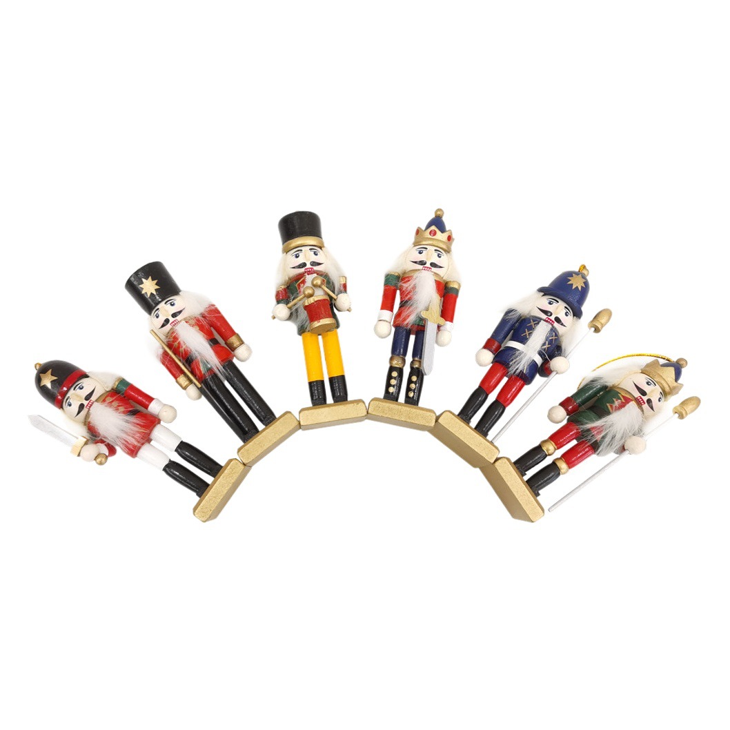 Adorno Colgante Navideño de Soldado Cascanueces de 12 CM de Madera de Loto