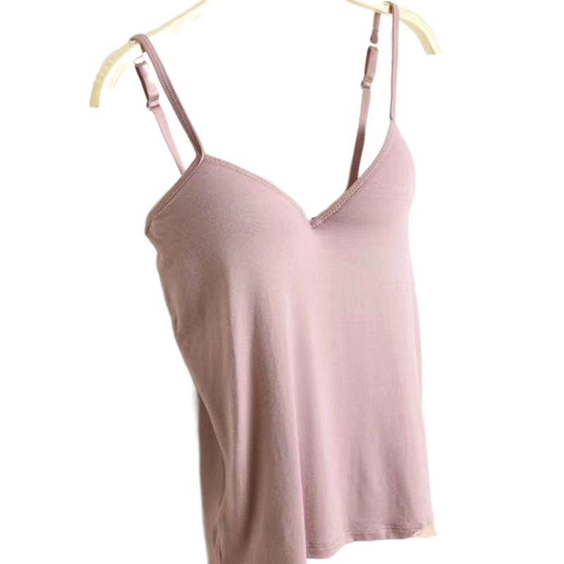Tank Top Wireless Bra (Women) Body-Friendly Adjustable T-Shirt with Built-in Cups