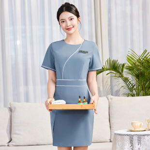Beautician Work Clothes for Women, Classy Beauty Salon Summer Korean Skin Management Dress, Foot Massage and Health Center Work Clothes