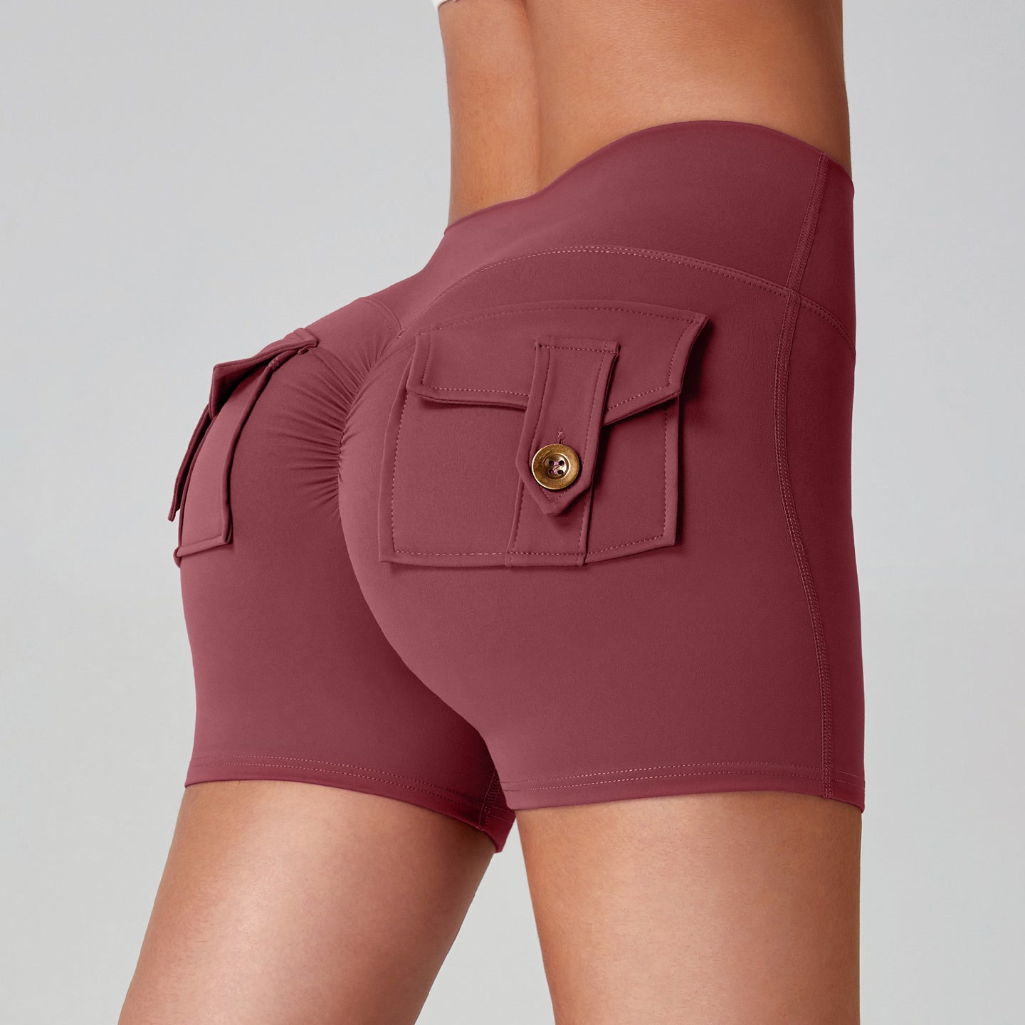 Pantalones cortos apretados transfronterizos, cintura alta, elástica, elevación de cintura, velocidad, secado, carrera, fitness, pantalones calientes