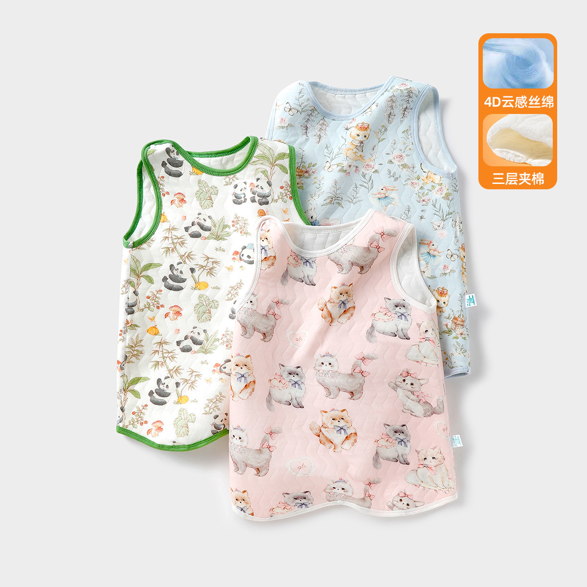 Baby Sleeping Bag Sleeveless Baby Spring & Fall Pure Cotton Quilted Anti-Kick Quilt Kidsren's Vest Pajamas Split Legs Universal Style for All Seasons