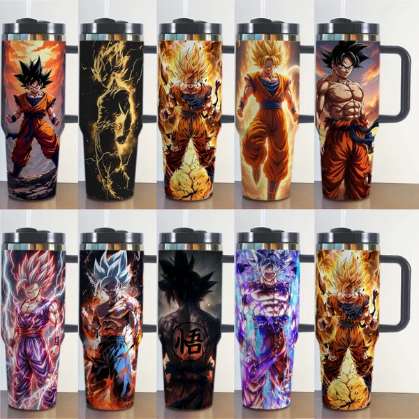 Cross-Border 40oz Tumbler with Dragon Ball Print, Car-Mounted Ice Cup, Giant Insulated Cup, Car Cup Wholesale