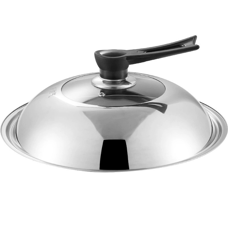 Bolack explosion-proof glass can stand stainless steel lid stir-frying pot flat bottom large pot 28cm-40cm new products