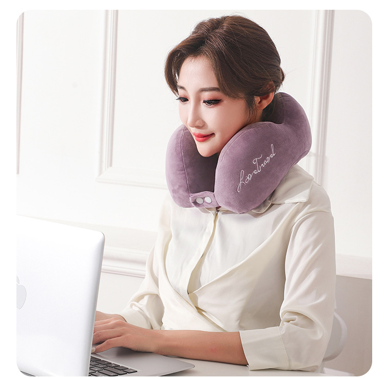 Velvet U-shaped pillow memory foam neck pillow car travel neck pillow nap artifact pillow U-shaped pillow cushion