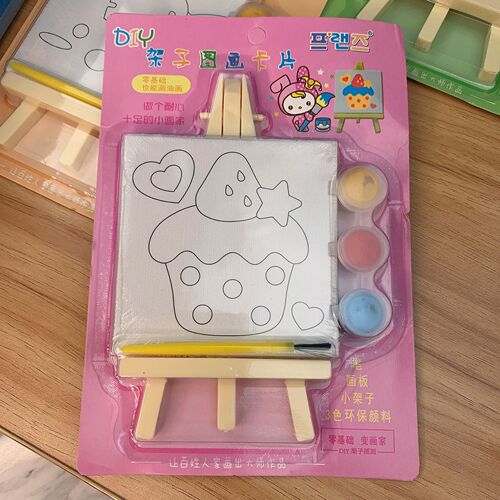Cross-border mini DIY hand-made picture frame easel with paint and brush set DIY graffiti painting children's gift 