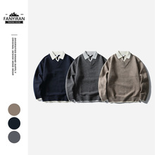 NEOISM原创潮流美式复古假两件翻领毛衣男女冬季上衣针织衫MY2530