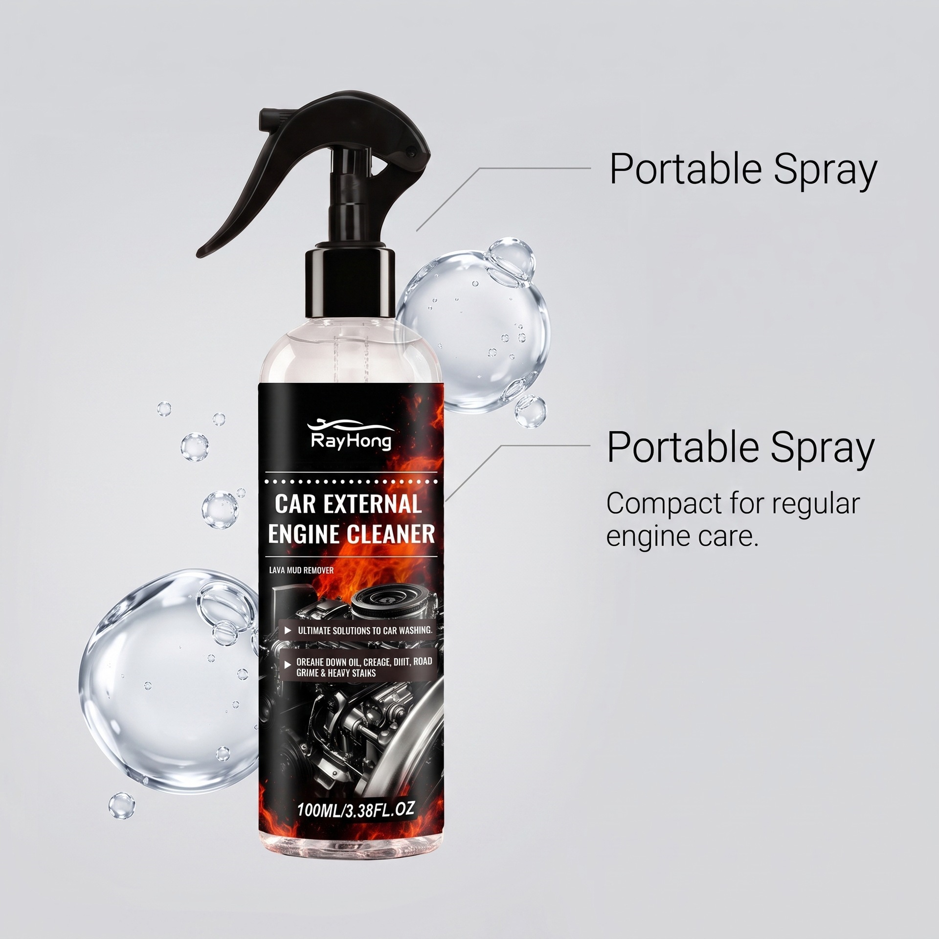 RAYHONG Engine Compartment Cleaner Waterless Oil Sludge Remover Gentle Decontamination Engine Compartment Renovation Maintenance Agent